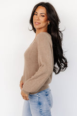 Ashby V Neck Sweater Top | Mocha
