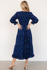 Aubrey Smocked Midi Dress | Navy Floral