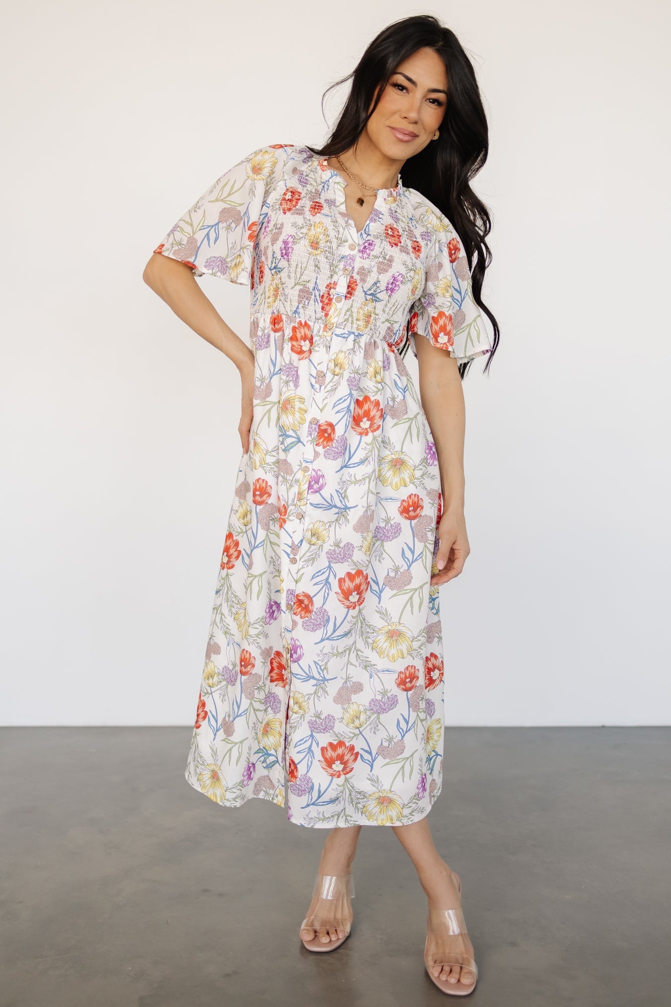 Botega Midi Dress | Ivory Multi Floral