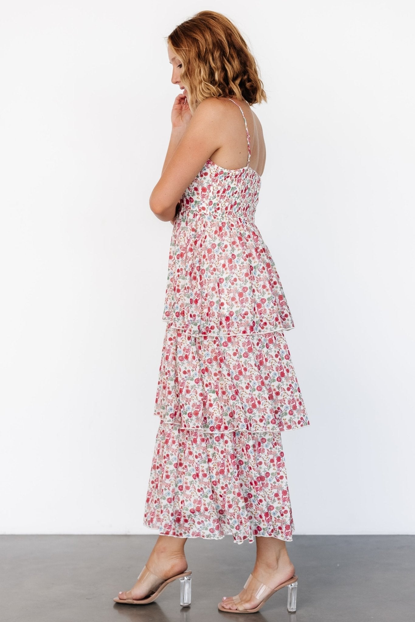 Caprice Tiered Dress | Cream Multi Floral