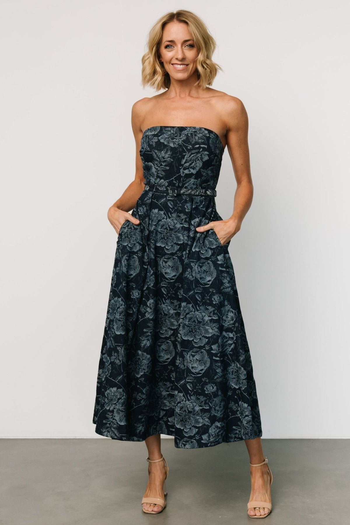 Darlene Strapless Denim Dress | Dark Blue