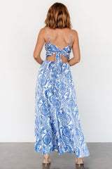 Evia Jumpsuit | Blue + White Print