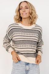 Jasleen Knit Sweater | Cream + Navy
