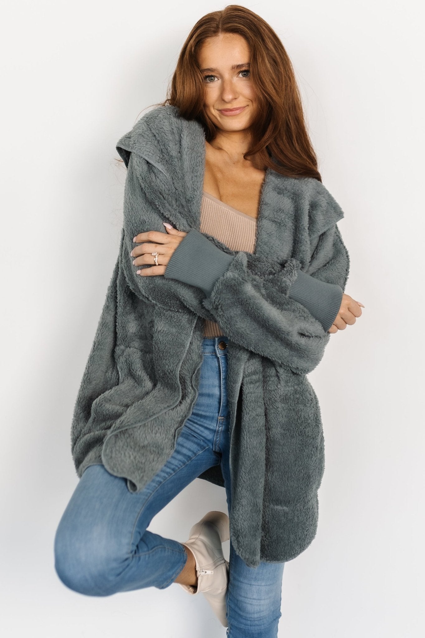 Melrose Teddy Jacket | Dusty Blue