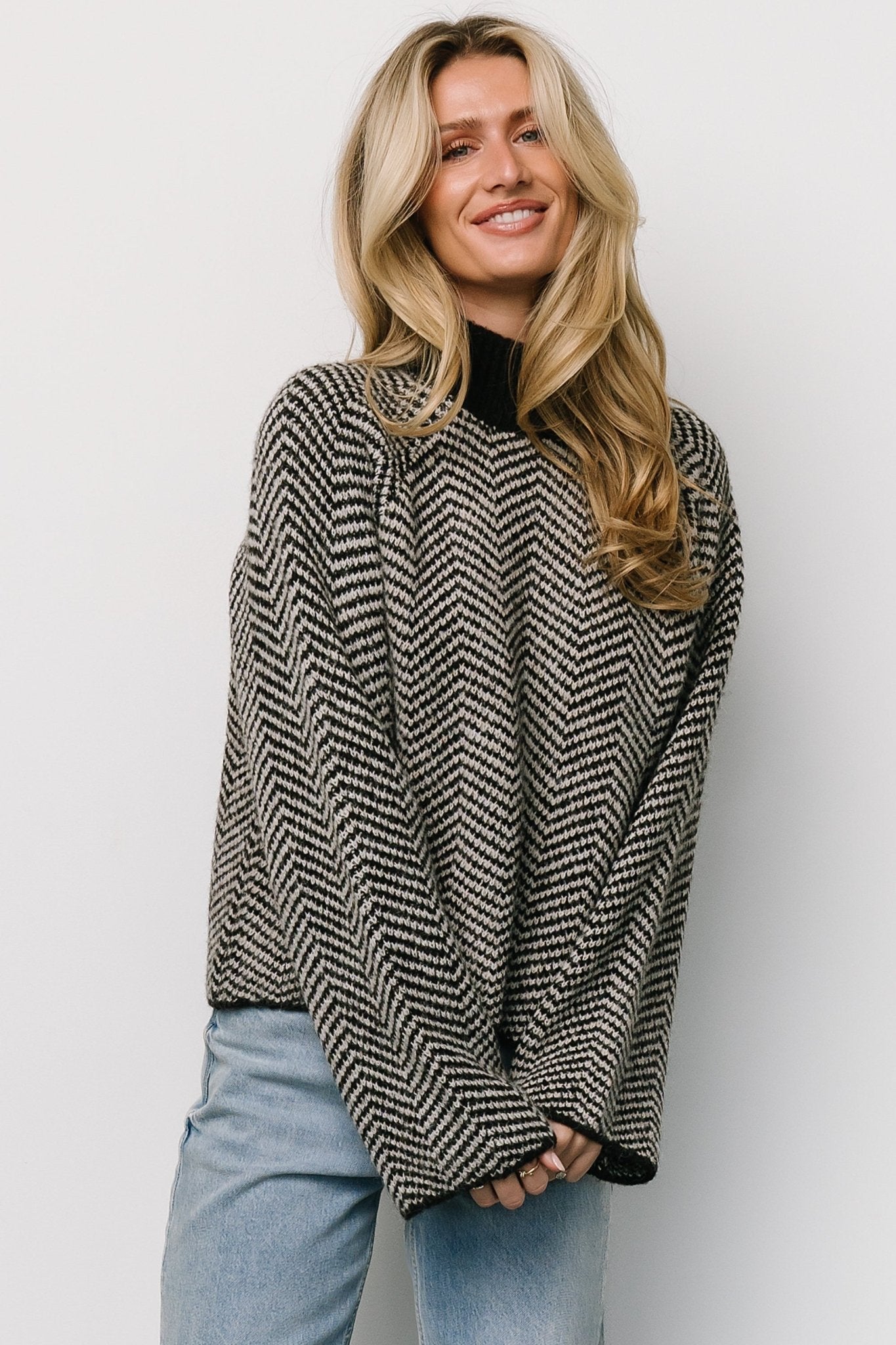 Trisha Knit Sweater | Black Stripe