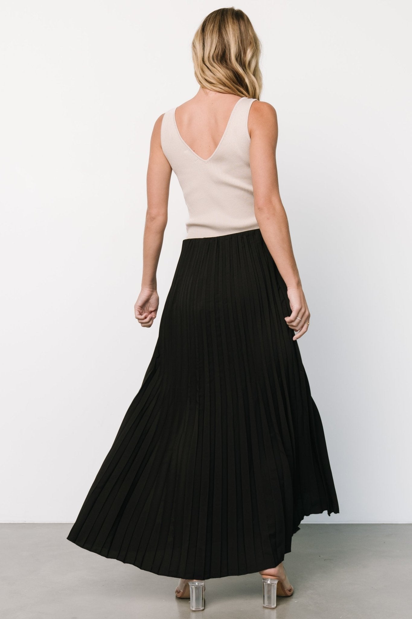 Vinny Pleated Maxi Skirt | Black