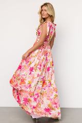 Zoe Tie Maxi Dress | Pink Multi